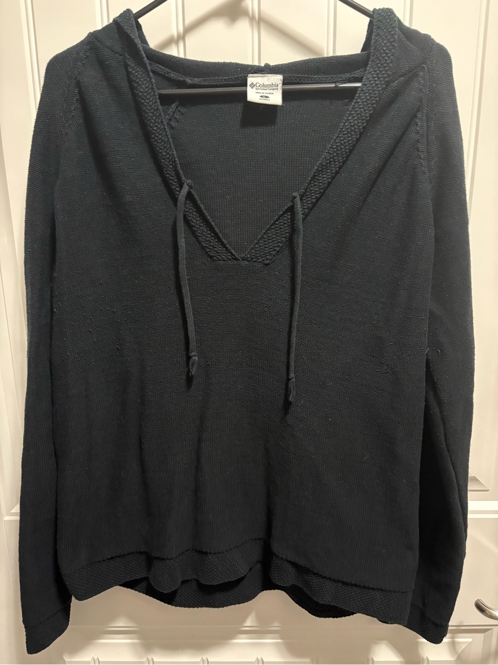 Columbia Women’s L Black Cotton Hooded Lace Up Sweater Pullover